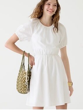 NWT J. Crew | Tie Back Cotton Poplin Mini Dress White Plus Size Summer Coastal